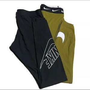 Women's Nike Leggings Size M (Black And Army Green)